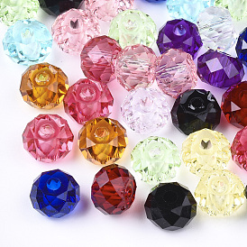 Transparent Resin Beads, Large Hole Beads, Faceted, Rondelle