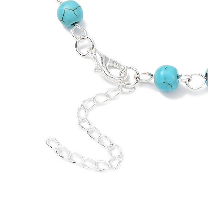Bracelets à breloques en alliage, bracelet de style chapelet en perles de pierres précieuses synthétiques mélangées