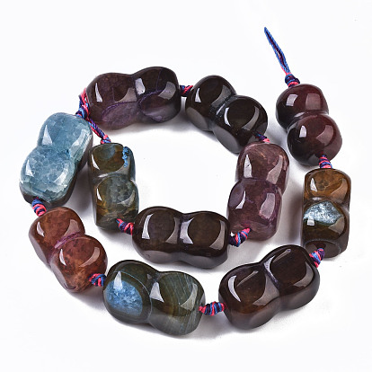 Natural Crackle Agate Beads Strands, Dyed, Peanut