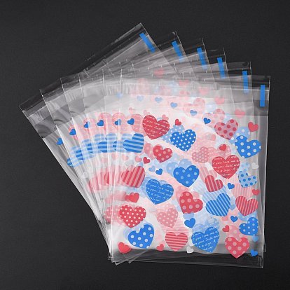 Sacs de cellophane en plastique rectangle, pour l'emballage de cuisson, motif de coeur