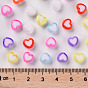 Transparent Heart Acrylic Beads, Bead in Bead, 7x8x4mm, Hole: 2mm, about 3000pcs/500g