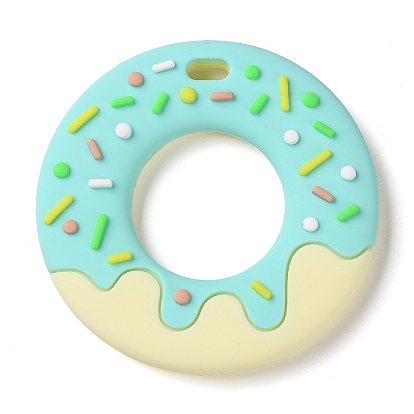 Donut Food Grade Eco-Friendly Silicone Focal Beads, Chewing Beads For Teethers, DIY Teether Beads