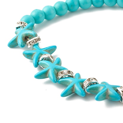 Bracelet extensible étoile de mer turquoise synthétique (teint), bijoux en pierres précieuses pour femmes