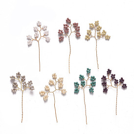 Perles de graines de verre, branche enroulée de fil de laiton doré, pour la sculpture d'arbre de fil de bricolage, bonsaï perlé