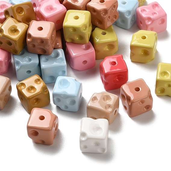 Perles acryliques, imitation de fromage, cube