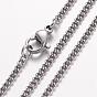 Ion Plating(IP) 304 Stainless Steel Necklace, Curb Chains, with Lobster Clasps