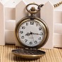 Openable Flat Round with Dragon Alloy Glass Pendant Pocket Watch, with Iron Chain, Quartz Watch, 355mm, Watch Head: 59x47x14mm