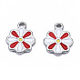 304 Stainless Steel Charms, with Enamel, Flower