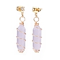 Luminous Glass Bullet Braided Dangle Stud Earrings, Gold Plated Brass Wire Wrap Jewelry for Women