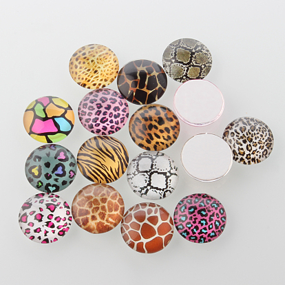 Half Round/Dome Animal Skin Printed Glass Cabochons