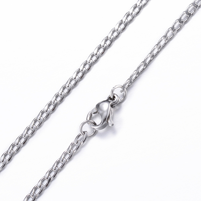 Ion Plating(IP) 304 Stainless Steel Curb Chain Necklaces, with Lobster Claw Clasps