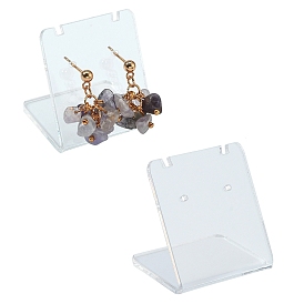 Présentoirs de boucles d'oreilles en verre organique, rectangle, 35x34x27 mm, 100 pcs / sac