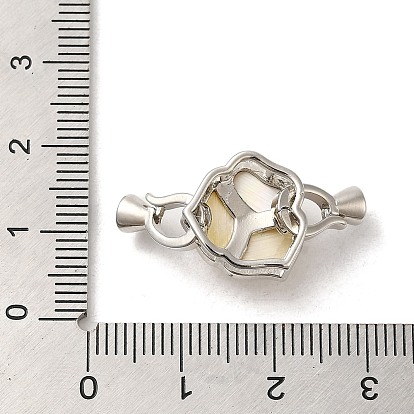 Brass Fold Over Clasps with Shell, Flower