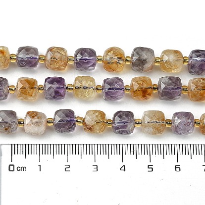 Chapelets de perles naturelles améthyste, avec des perles de rocaille, cube à facettes