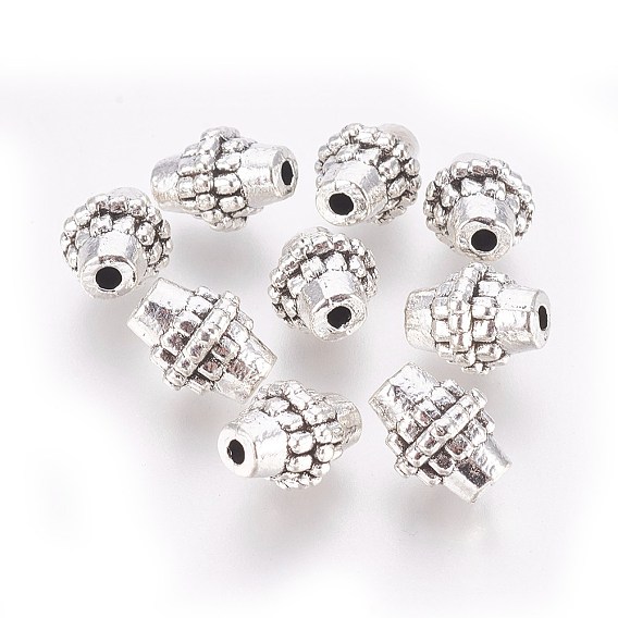 Perles en alliage de style tibétain, sans plomb et sans cadmium, Toupie, environ 8 mm de diamètre, Longueur 10mm, Trou: 2mm