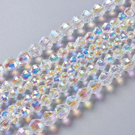 Verre imitation perles de cristal autrichien, toupie avec facettes