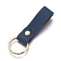 Cowhide Leather Keychain, with Antique Bronze Plated Alloy Key Rings