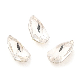 Glass Rhinestone Cabochons, Pointed Back & Back Plated, Faceted Teardrop