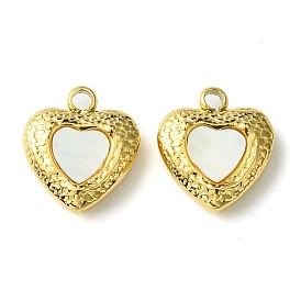 Ion Plating(IP) 304 Stainless Steel Pave Shell Heart Charms