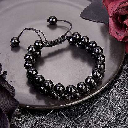 Bracelet de perles tressées en pierres précieuses, bracelet réglable double couche pour femme