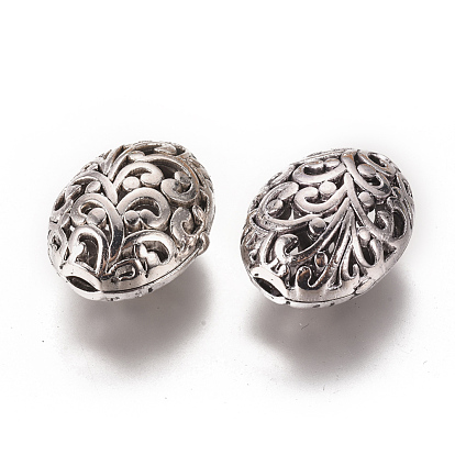 Tibetan Style Filigree Beads, Lead Free and Cadmium Free, Oval, 21x17x13mm, Hole: 3mm