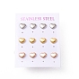 6 Pairs 304 Stainless Steel Heart Stud Earrings for Women