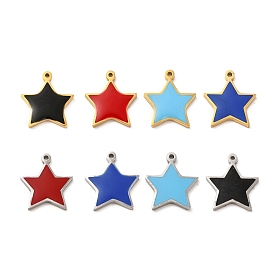304 Stainless Steel Enamel Charms, Star Charm