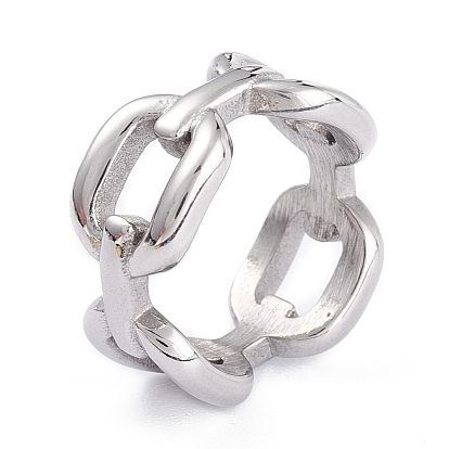 Anillos de dedo de acero inoxidable 304 unisex, anillos de banda ancha, forma de cadena de bordillo