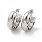 304 Stainless Steel Round with Heart Stud Earrings, Half Hoop Earrings