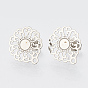 304 Stainless Steel Stud Earring Findings, with Loop, Flower