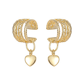 Boucles d'oreilles clips coeur scintillant pour femme - style français, aucun perçage requis