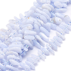 Naturelles agate bleue de lacet brins de perles, nuggets