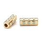 Real 18K Gold Plated Brass Tube Beads, with Enamel, Long-Lasting Plated, Cuboid