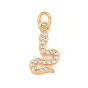 Eco-Friendly Brass Micro Pave Cubic Zirconia Pendants, with Jump Ring, Long-Lasting Plated, Lead Free & Cadmium Free, Snake