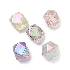 UV Plating Rainbow Iridescent Acrylic Beads, Polygon