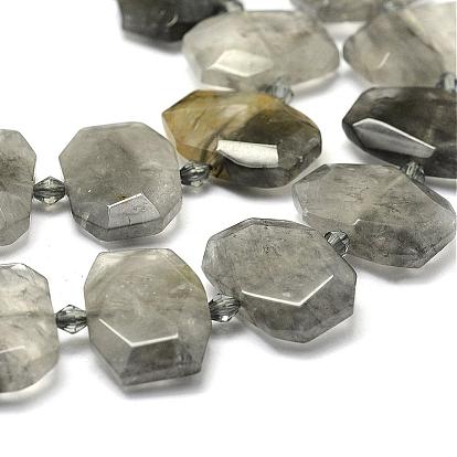 Natural Cloudy Quartz Beads Strands, Faceted, Rectangle