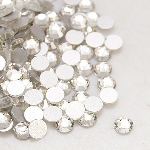 Glass Flat Back Rhinestone, Grade A, Back Plated, Faceted, 8~8.3mm, about 144pcs/bag