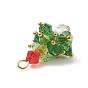 Colgantes de cristal del árbol de navidad, con abalorios y fornituras de latón chapado en oro real 18k