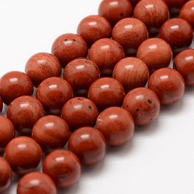 Rouge naturel perles de jaspe brins, a- année, ronde