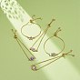 Звено из хрусталя и страз с эмалевым браслетом-слайдером от сглаза, латунный регулируемый браслет для женщин, золотые