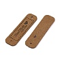 PU Leather Label Tags, Handmade Embossed Tag, with Holes, for DIY Jeans, Bags, Shoes, Hat Accessories, Rectangle with Word Handmade