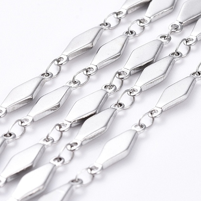 304 Stainless Steel Link Chains, Soldered, Rhombus