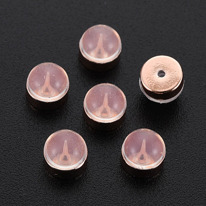 Silicone Ear Nuts, Earring Backs, with Brass Findings, Half Round, Cadmium Free & Nickel Free & Lead Free