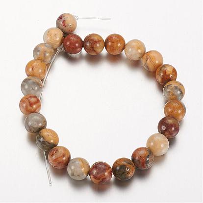 Natural Crazy Agate Round Bead Strands