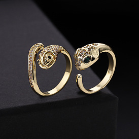 Stylish Snake-shaped CZ Ring for Women in Gold-tone Plating