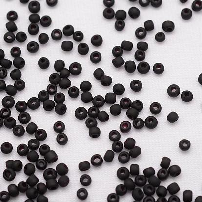 Perles rondes en verre de graine, Grade a, givré, couleurs opaques