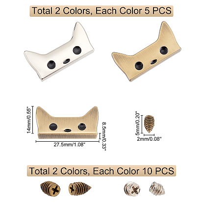 PandaHall Elite 2 Bags 2 Colors Alloy Enamel Corner Protector, Bag Repalcement Accessaries, with Iron Screw, Dog
