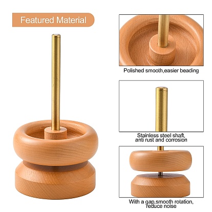 Wooden Manual Seed Bead Spinner Holder, Speedy Bead Loader, for Stringing Beads Quickly