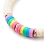Perles heishi en argile polymère faites à la main ensemble de bracelets pour enfants extensibles, bracelets de perles de laiton coeur