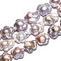 Baroque Natural Nucleated Keshi Pearl Beads Strands, Cultured Freshwater Pearl, Flower